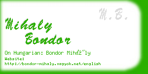 mihaly bondor business card